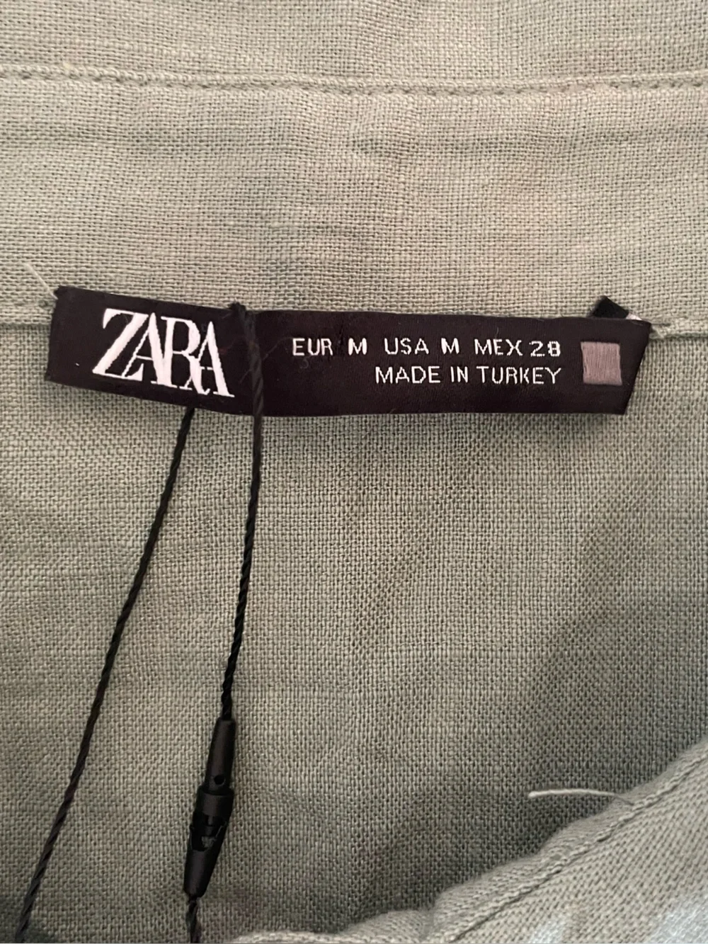 Zara women green linen shirt dress with belt